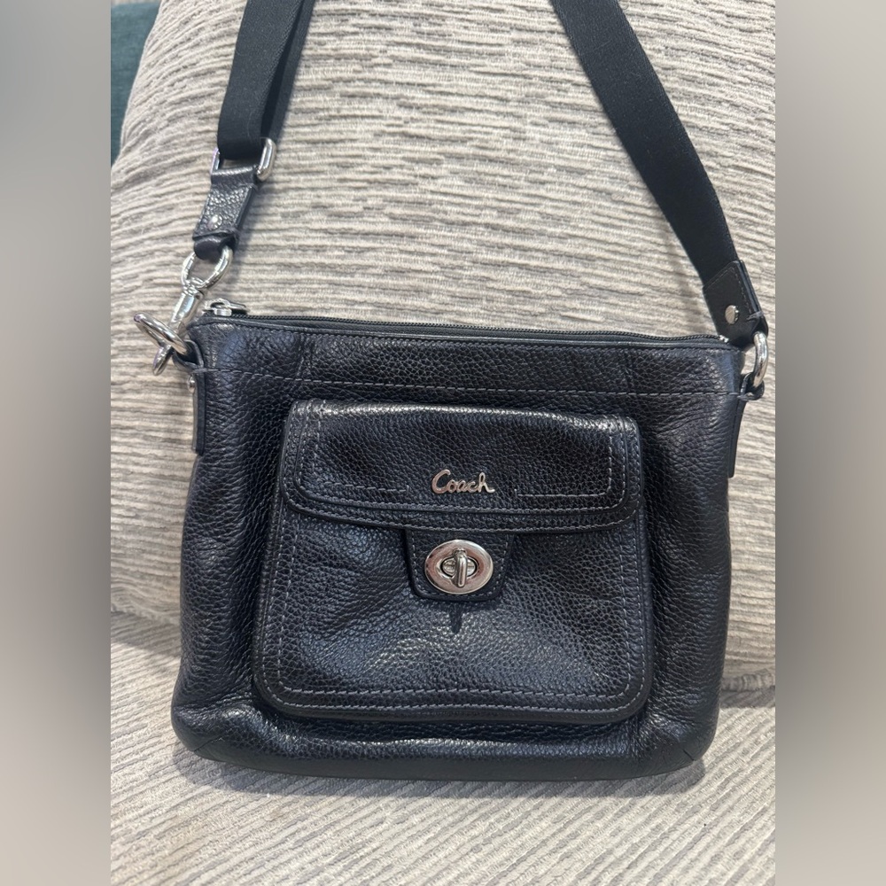 Coach Black Pebbled Leather Crossbody Bag